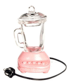 Dollhouse Miniature Juice Blender, Clear Glass, Pink